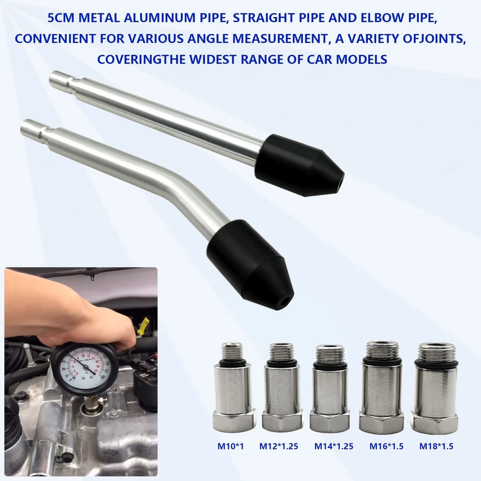 11PCS Petrol Engine Compression Tester Kit Fuel Cylinder Pressure Gauge Tool Set - Image 4 of 4