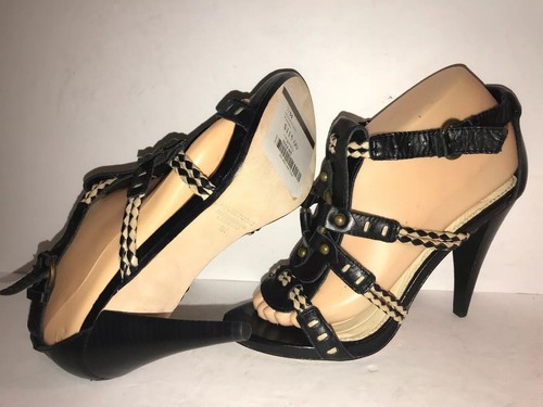 MAX STUDIO SZ 7 BLACK LEATHER ANKLE STRAP WOMEN PUMPS SHOES WS11-2-8 - Picture 4 of 4