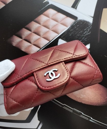 CHANEL 6 ring Key Case Matelasse Coco Mark Lambskin Leather Red France Auth - Picture 16 of 19