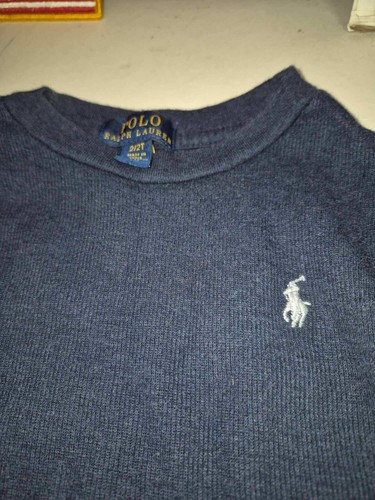Boys Size 2T Ralph Lauren Polo Long Sleeve Shirt, Navy With Decal - Picture 3 of 6