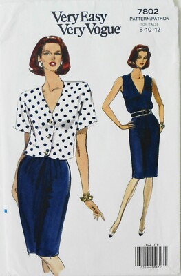 Vogue 7802 Misses / Miss Petite Dress Jacket Sewing Pattern Sz 8-10-12