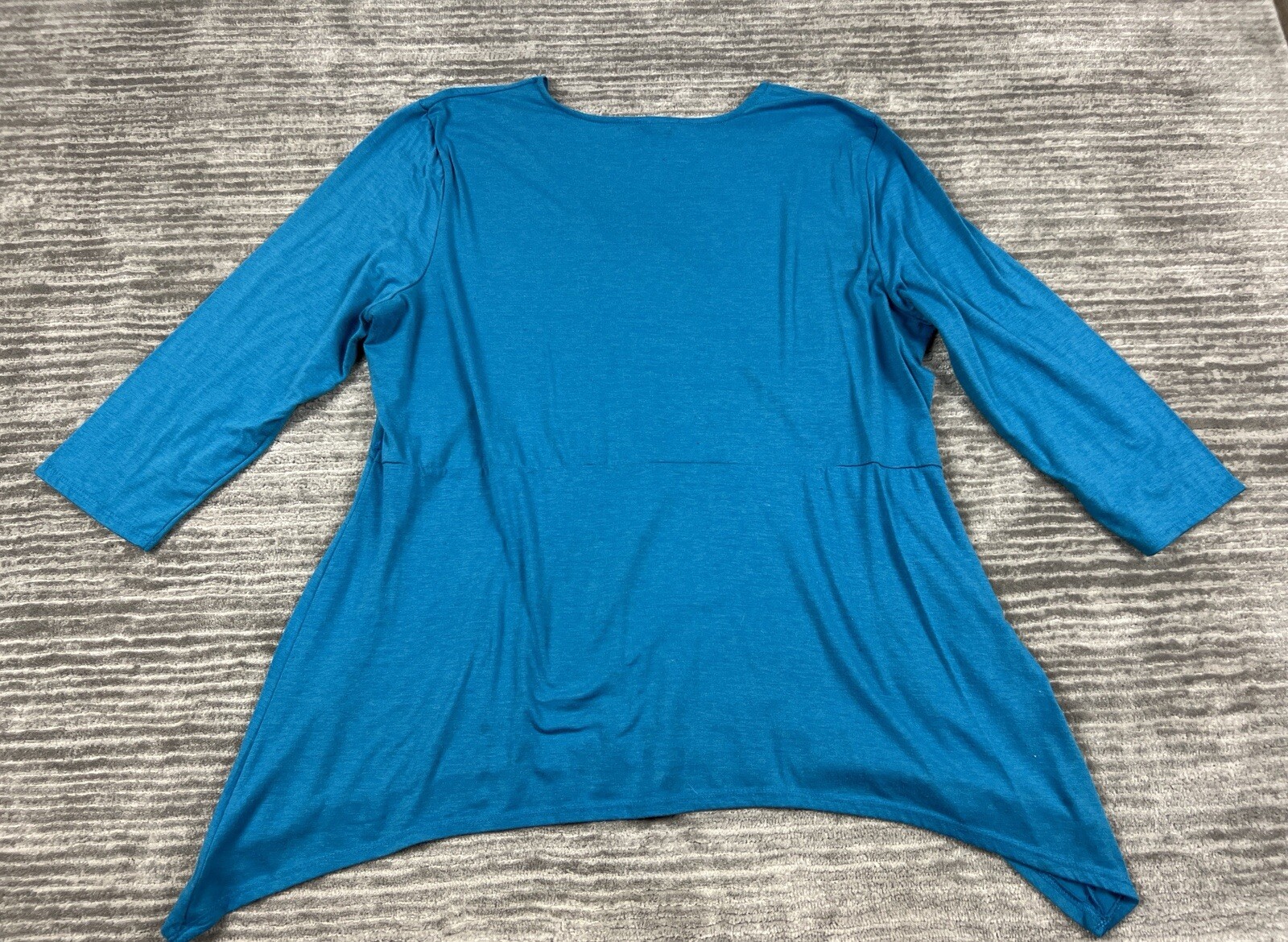 Collections Etc Top Womens 2XL XXL Blue 3/4 Sleeve Made in USA Polyester Blend