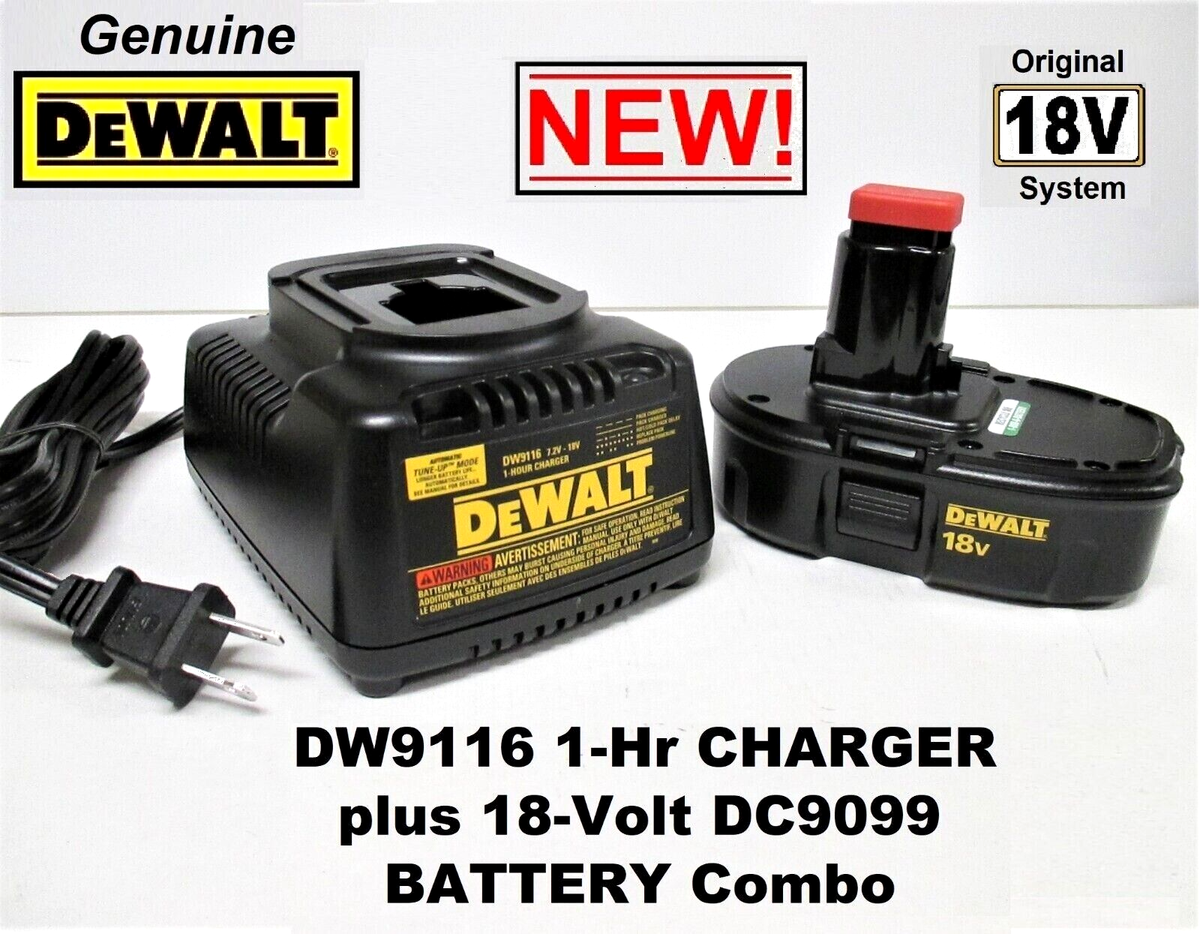 Genuine DeWalt 18V Volt OEM DC9099 Battery DW9116 1-Hr Charger w