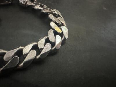 Men's Vintage Silver Heavy Link ID Kihei Bracelet Artistic