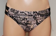 NWT Carmen Marc Valvo Swimsuit Bikini Bottom Sz L Strappy Sides Black