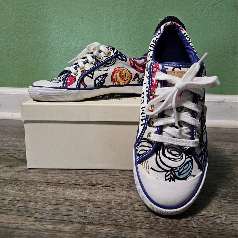 NIB 1941 Coach Bev Poppy Graffiti Floral Tennis Shoe Womens Colorful  6.5 RARE!! - Image 2 of 4