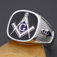 Vintage Blue lodge Freemason Fraternity Masonic Real Sterling Silver Ring