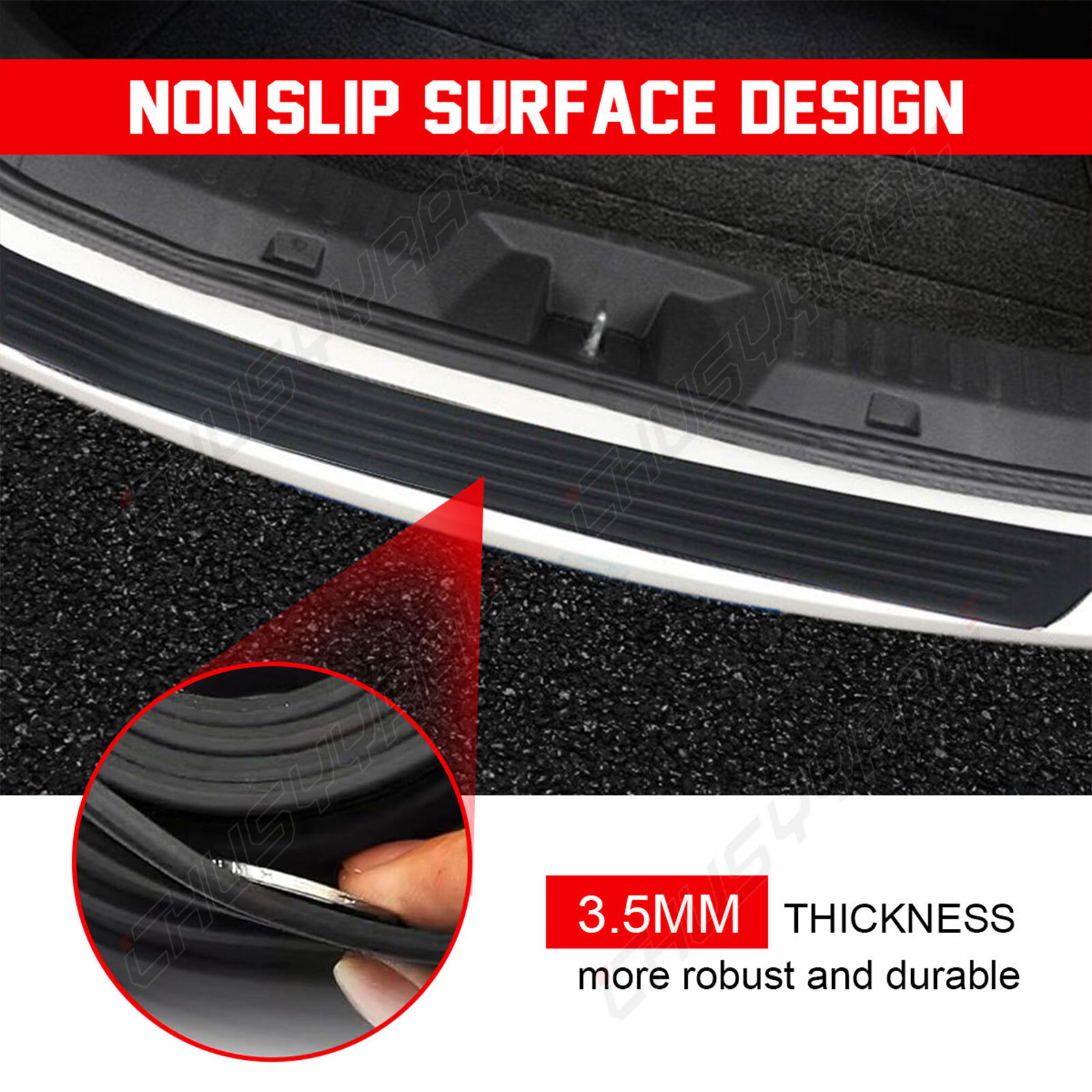 Black Rear Bumper Rubber Pad Kit Guard Sill Plate Trunk Protector Trim Cover