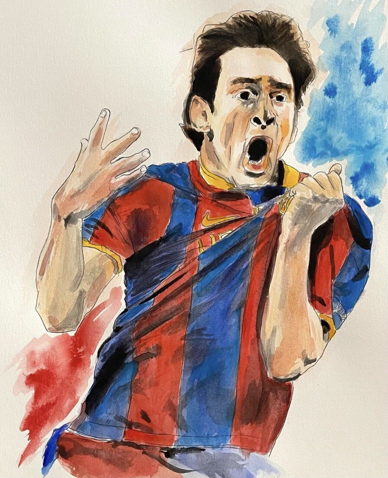 Aquarela de lionel messi