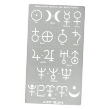 No.413 Metal Stencil, Solar System Symbols, Sun, Moon, Planets, Small