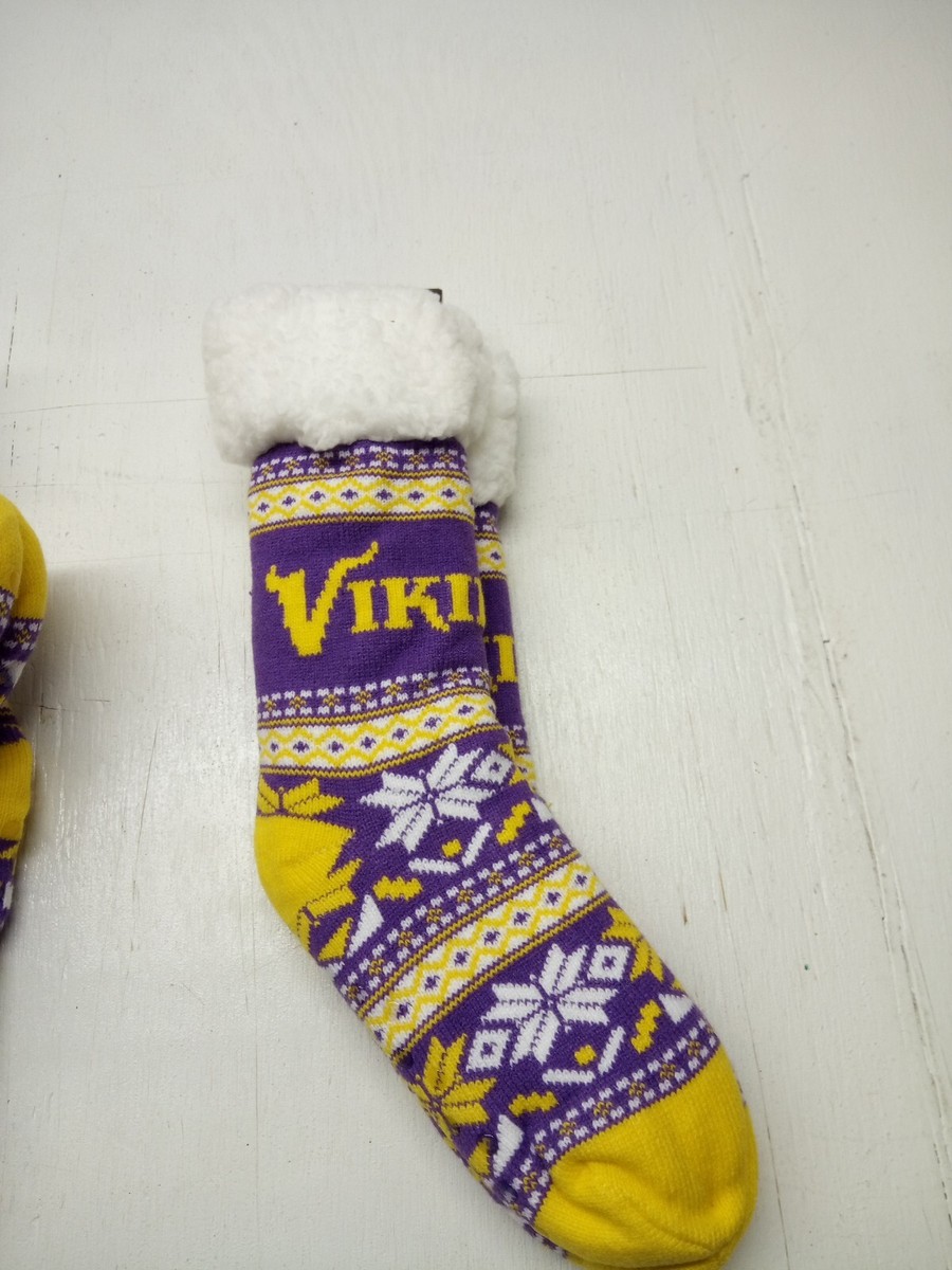 FOCO NFL Minnesota Vikings Solid Stripe Logo Footy Slippers  display picture 2