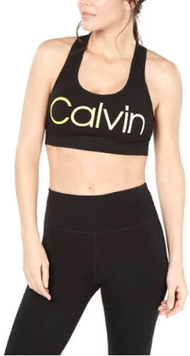 Calvin Klein Damen Ombre Logo Racerback schwarz Impact Sport-BH, L - Bild 1 von 3