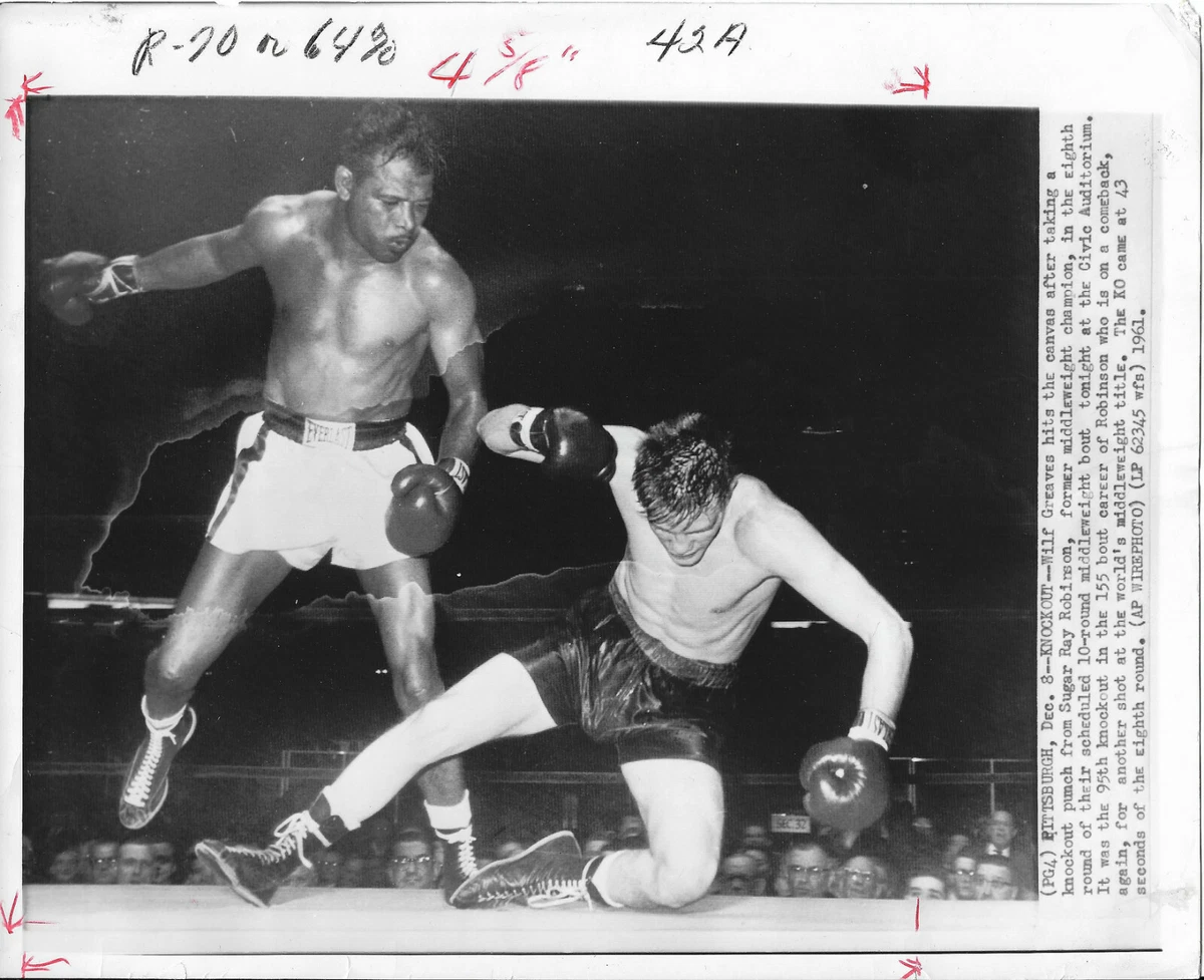 The great Sugar Ray Robinson warms up in his dressing room prior to a fight
