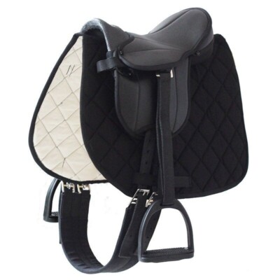 Sattelset ''Little Star'' schwarz  10 Zoll für Shetty Holzpferd  Komplett NEU