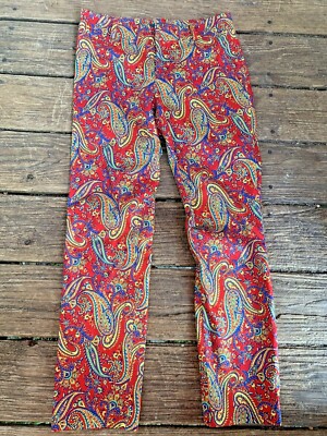 パンツ 90s Ralph Lauren Linen Paisley Pants Vintage Paisley STUNNING BRIGHT COLORS Lauren Ralph Lauren