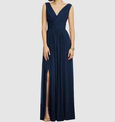Dessy Collection Draped Chiffon Maxi Dress, 10 / Blue