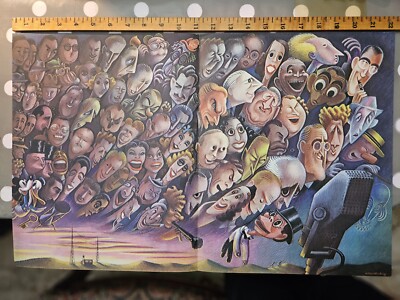 Orig. c1940 Hollywood Movie Film RADIO Musicians 14x22 Print Miguel Covarrubias 