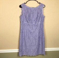 Adrianna Papell Women’s Floral Lace Knit Purple Evening Formal Sheath Dress 14