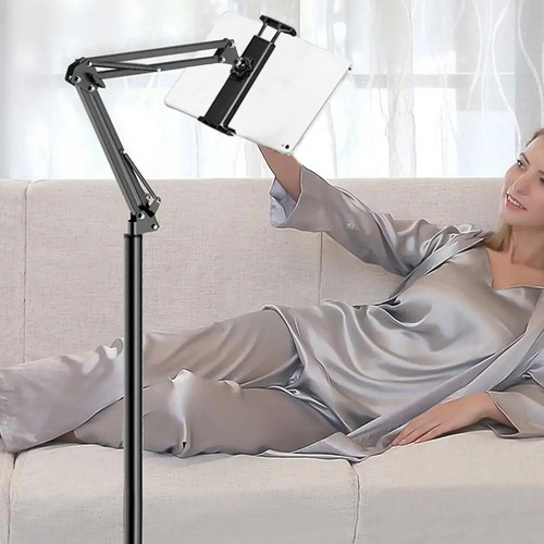 Soporte de piso ajustable universal 360° para iPad/tableta/teléfono 4~11" acero - Imagen 4 de 14