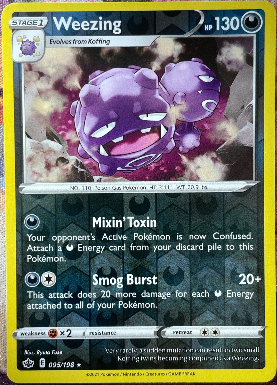 Weezing Reverse Holo Rare - 095/198 - Chilling Reign Pokemon 2021