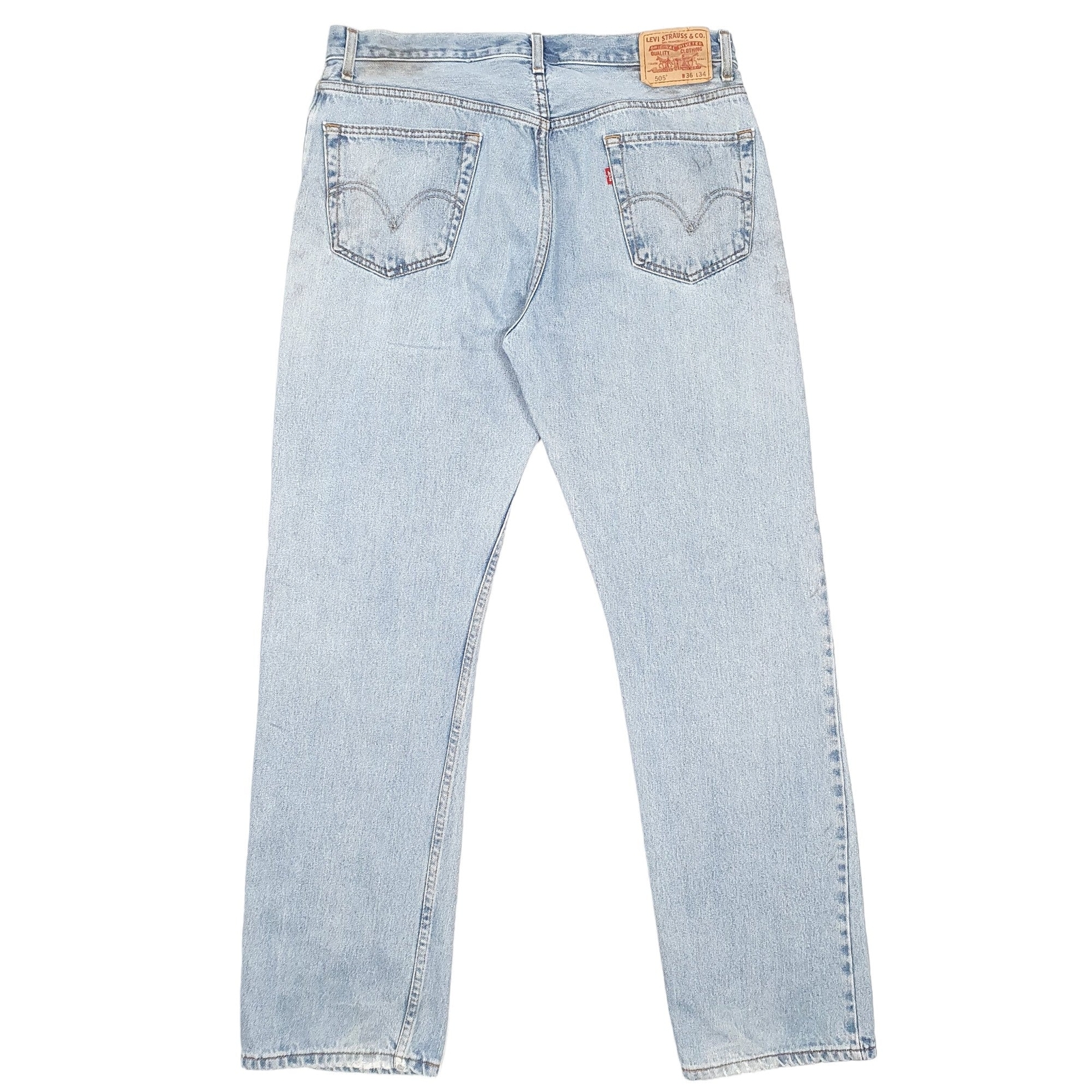 LEVIS 505 Jeans Regular Fit Blue Denim Trousers Mens W36 L34 image 3