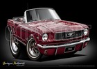 <!--F#f_0-->1966 Ford Mustang Convertible Print - Mustang CARTOON CARS ( 17 Colours )<!--F/-->