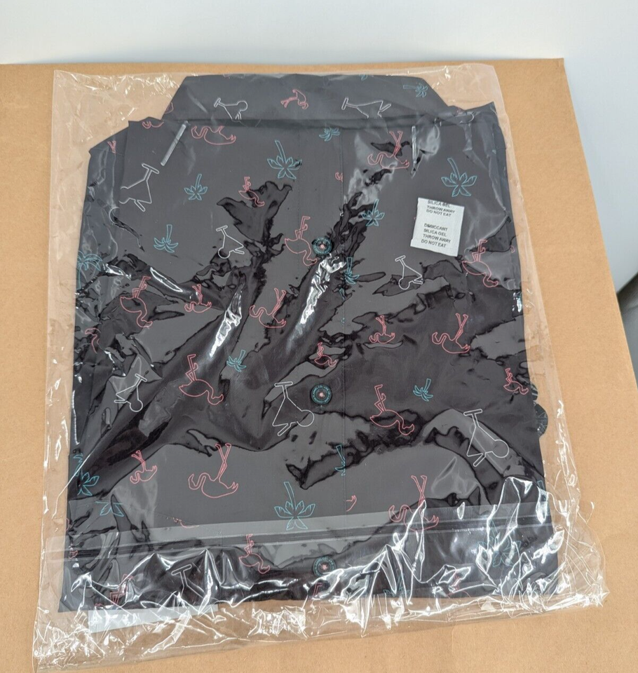 NEW Dixxon Flannel Co. Mens Martini Bay Flamongo Palm Short Sleeve Part