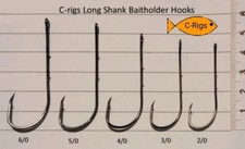 (+FREE GIFT) C-rigs Long Shank Baitholder Hooks size 4/0, black nickel