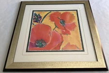 ORIGINAL Watercolor Painting Expressionism Floral Art Decor,Framed 23.5”X23.5”