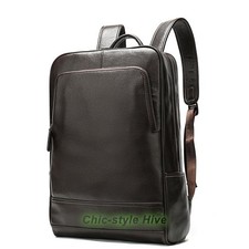 Men Genuine Leather Laptop Backpack Rucksack Business Bag Satchel Large Capacity
