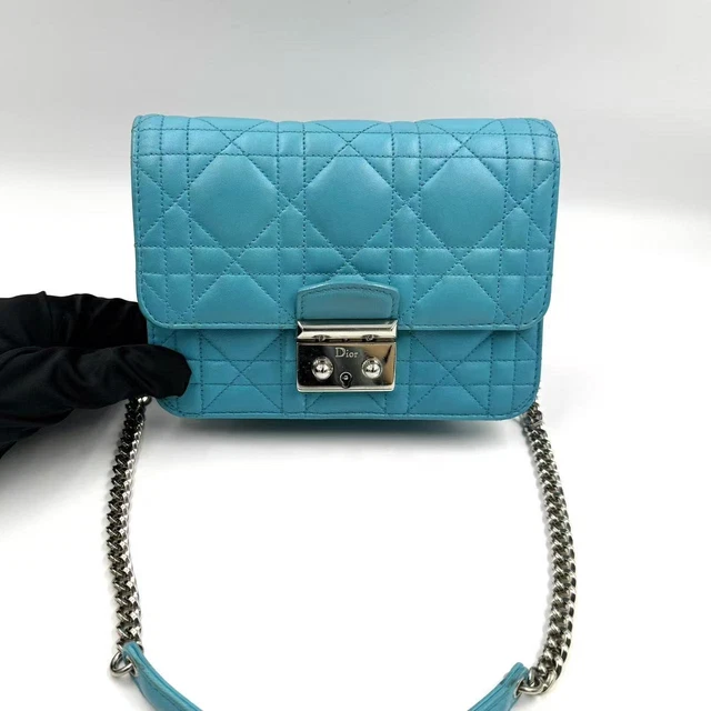 11.05 003 Christian Dior Turquoise Cannage Quilted Miss Dior Shoulder Bag