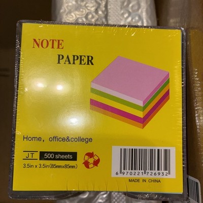 500 Pieces Small Note Pad 3.4 Inch x 3.4 Inch Square Memo Cube Pastel Colors