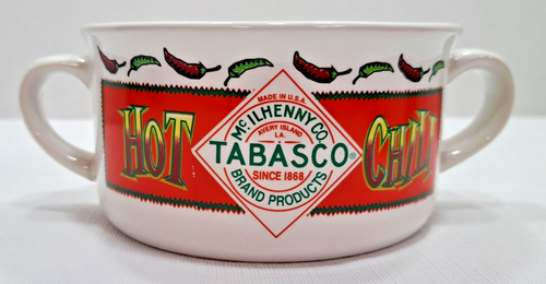 VINTAGE - NEVER used - TABASCO Chili Soup BOWL - HOUSTON Harvest -2 HANDLED - Picture 3 of 9