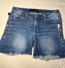 Rock Republic Studded Distressed Raw Hem Cut Off Denim Shorts Blue Size 4