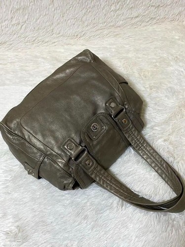 MARC BY MARC JACOBS Shoulder Bag Silver Gray Leather Turn Lock Tote Vintage - Picture 9 of 21