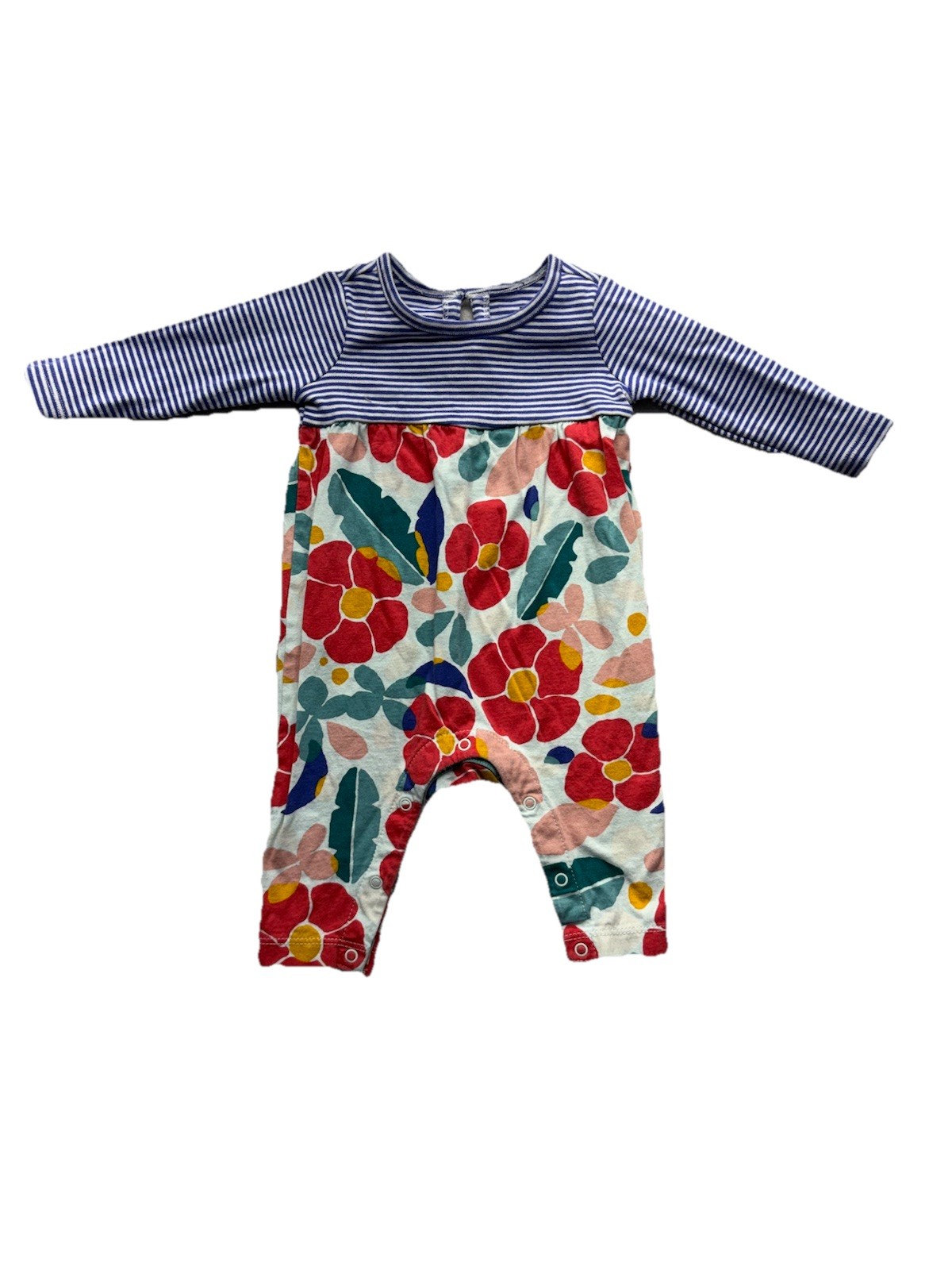 Baby Tea Collection Cute And Eclectic Floral And Striped Romper Baby Girl  #013