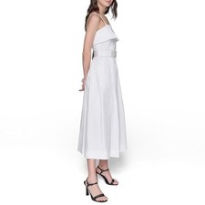 Karl Lagerfeld Women Sleeveless Square Neck Midi Dress White Size 12 Cotton 178
