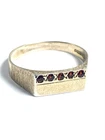 Vintage Sterling Silver Hallmarked 1989 Garnet Mens Band Ring Size W E722
