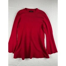 Ivanka Trump Women's Red Knit Sweater Bell Sleeves Crew Neck