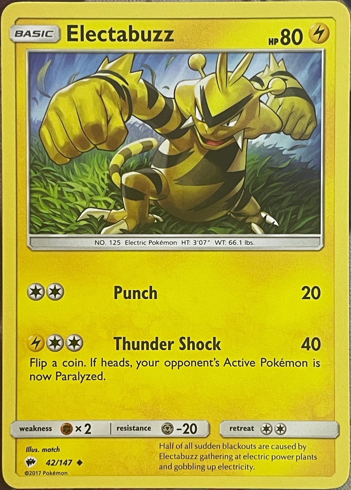 Electabuzz - 42/147 - Burning Shadows Pokemon 2017