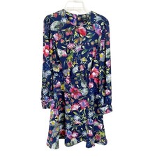 J Crew  Long Sleeve Flouncy Hem Dress Painted Floral Size 00