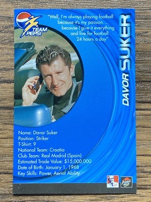 Team Pepsi 2000 Soccer Card Davor Suker Croatia KFC Pizza Hat | eBay