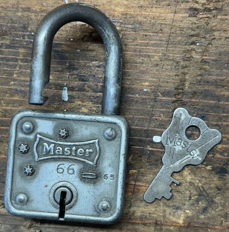 Vintage Master Lock Model 66 Padlock (made In Milwaukee, Wisconsin) With Key