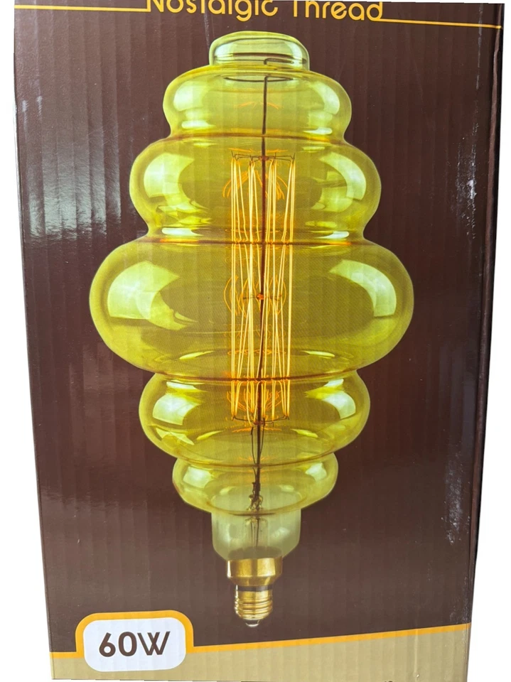 Bulbrite Nostalgic Thread Oversized Beehive Vintage Bulb – 60W, E26, Amber - Image 4 of 4