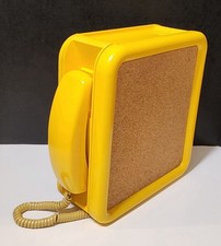 Vintage 1981 Western Electric Yellow Wall Phone Memo Cork Board Message Center