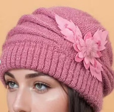WOMENS HAT-Women's PINK Winter Beanie Hat - Slouchy Stretch Fit, Soft Warm
