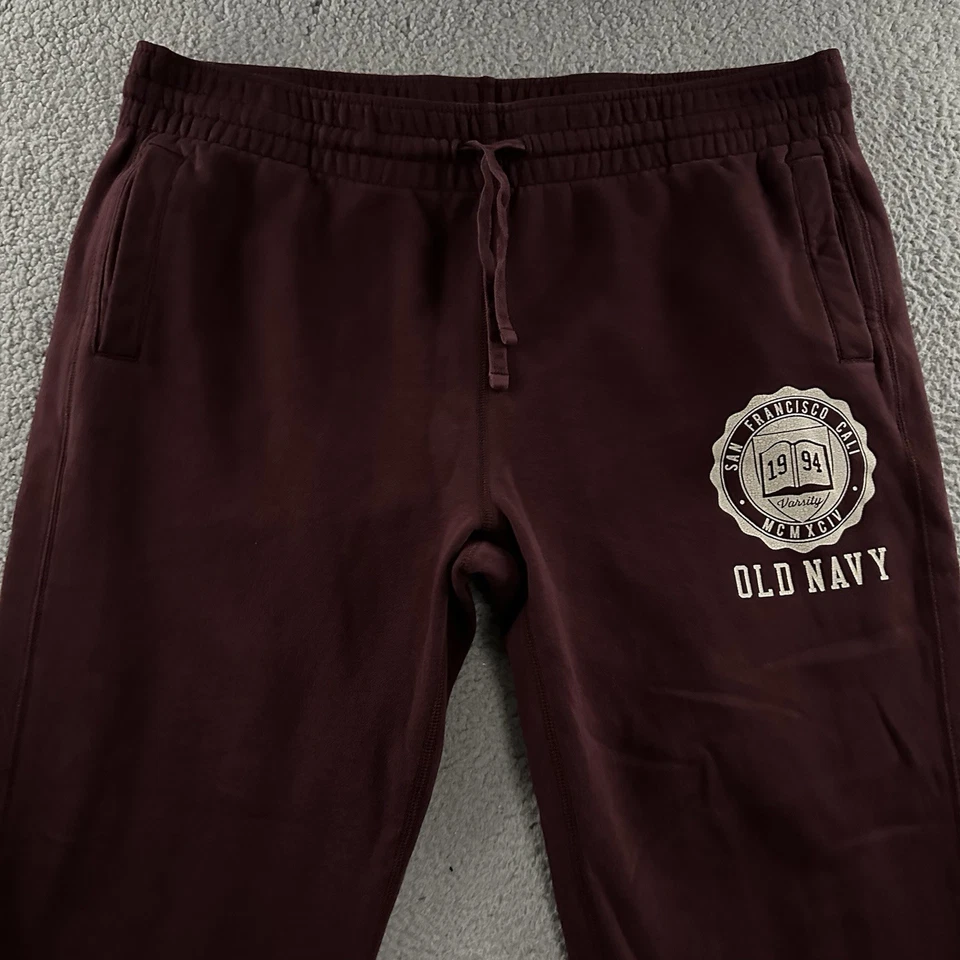 Old Navy Mens Pants Burgundy Size XL Sweatpants Fleece Y2K 100% Polyester - Image 2 of 4