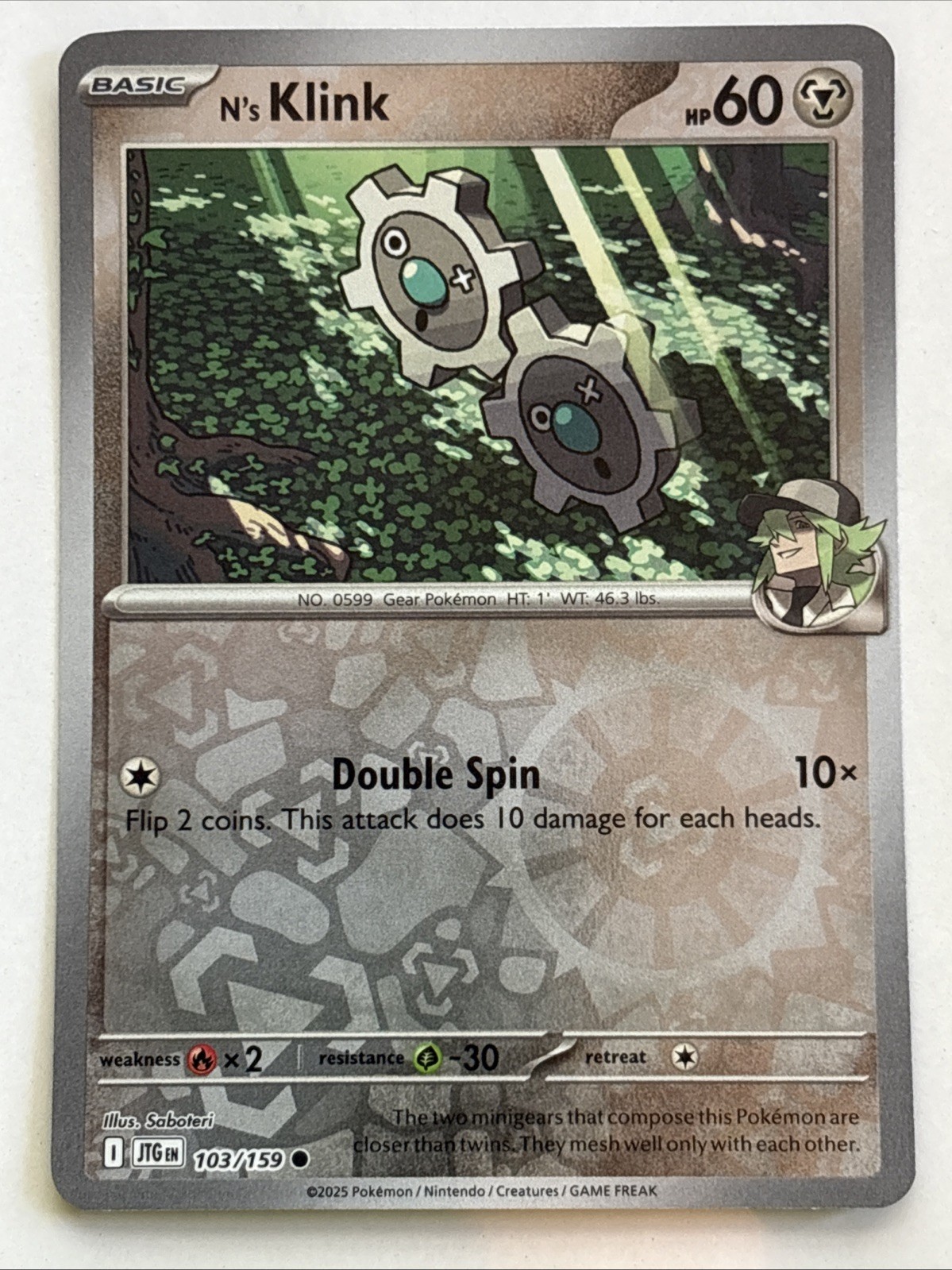 Pokémon TCG Journey Together N's Klink Reverse Holofoil 103/159 NM