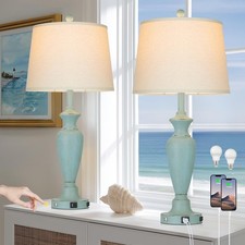 30" Tall Metal Table Lamps Set of 2, Touch Control Bedside Lamps for Bedroom ...