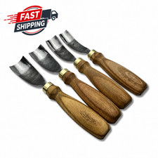 Hand Forged Spoon Carving Gouge Set: Woodworking Chisels with Leather Roll